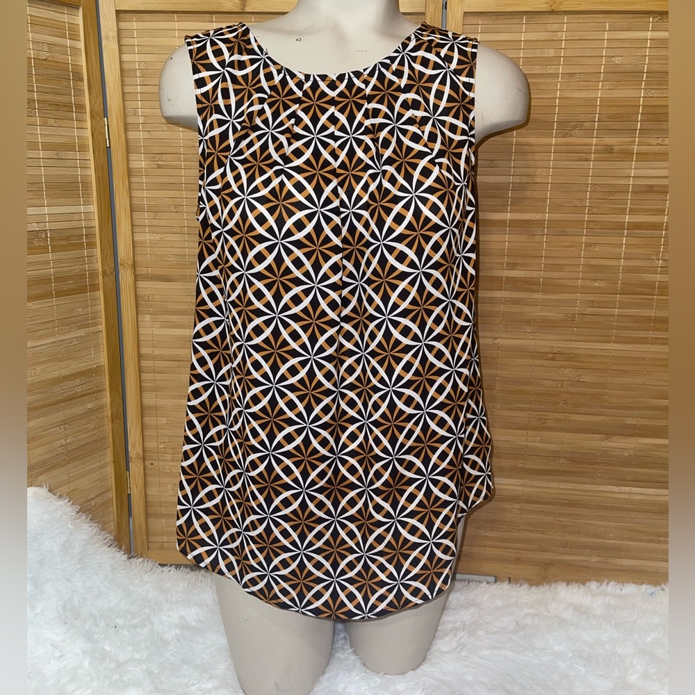 Worthington black abstract sleeveless top blouse shirt woman’s medium